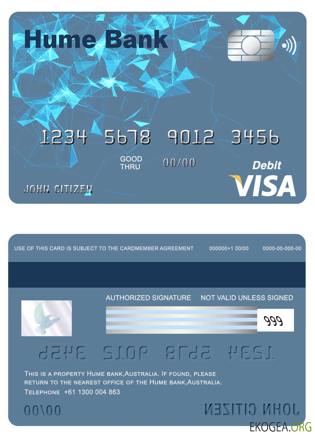 Carte visa de la banque Hume en Australie